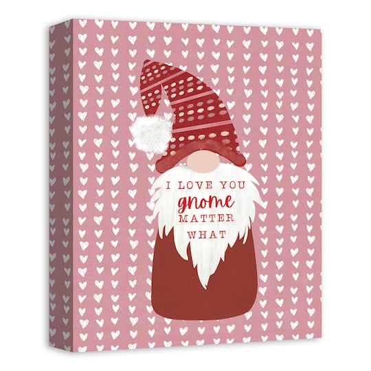 Cute Gnome On Hearts Canvas Wall Art